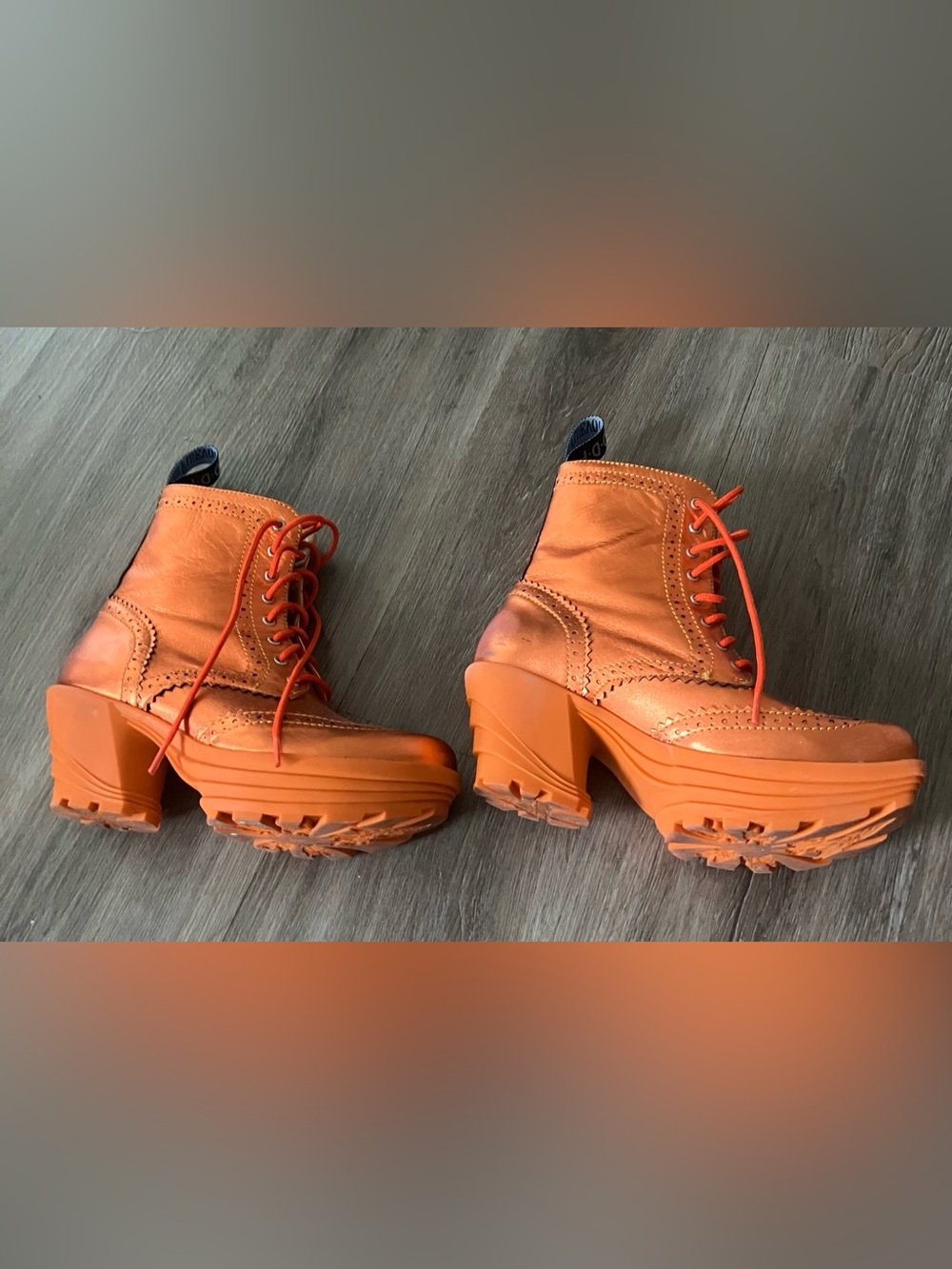Orange Metallic Bebops John Fluevog size 9 good for size 8 - Picture 2 of 7